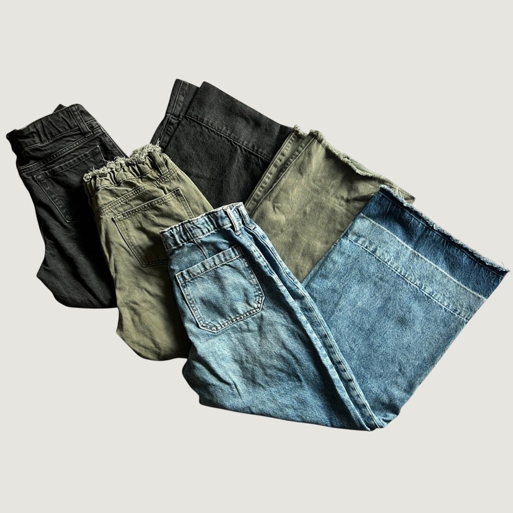 Gap & Forever 21 Girls Size 14 Jeans 3 Pair Bundle Wide Leg Flare Y2K Skater 90s